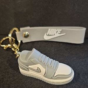 Nike White and Gray Sneaker Keychain